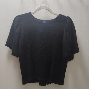 Old Navy Black Smocked Short Sleeve Blouse